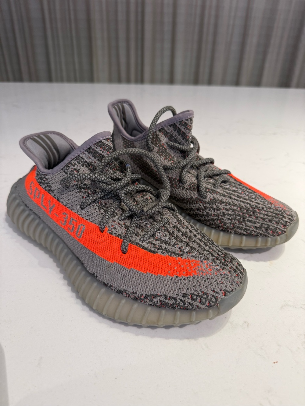 Yeezy Boost 350 V2 Gray with Orange Stripe Sneakers